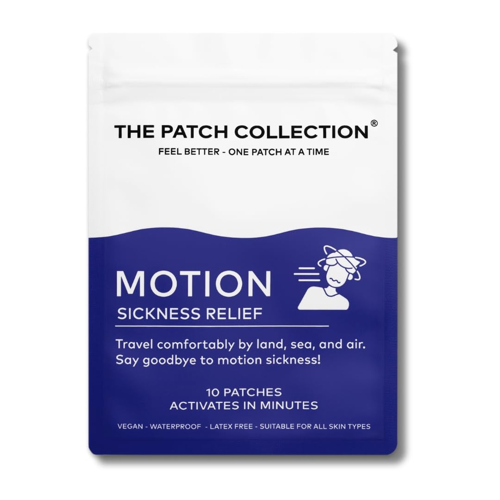 The Patch Collection® – Motion Sickness Relief Patch | Ginger, Peppermint, Safflower, Gingseng (Pack of 10)