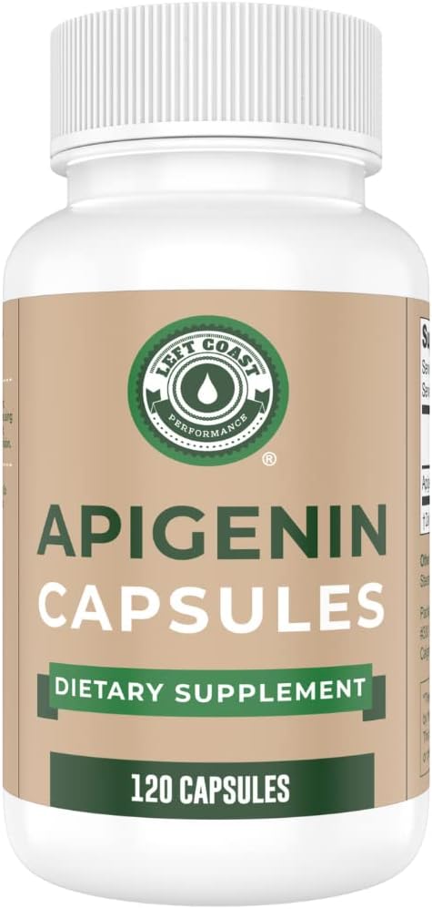 Left Coast Performance Apigenin Supplement 50mg Capsules - 4 maanden Supply - Krachtige Flavonoid voor verbeterde slaap, ontspanning en stress