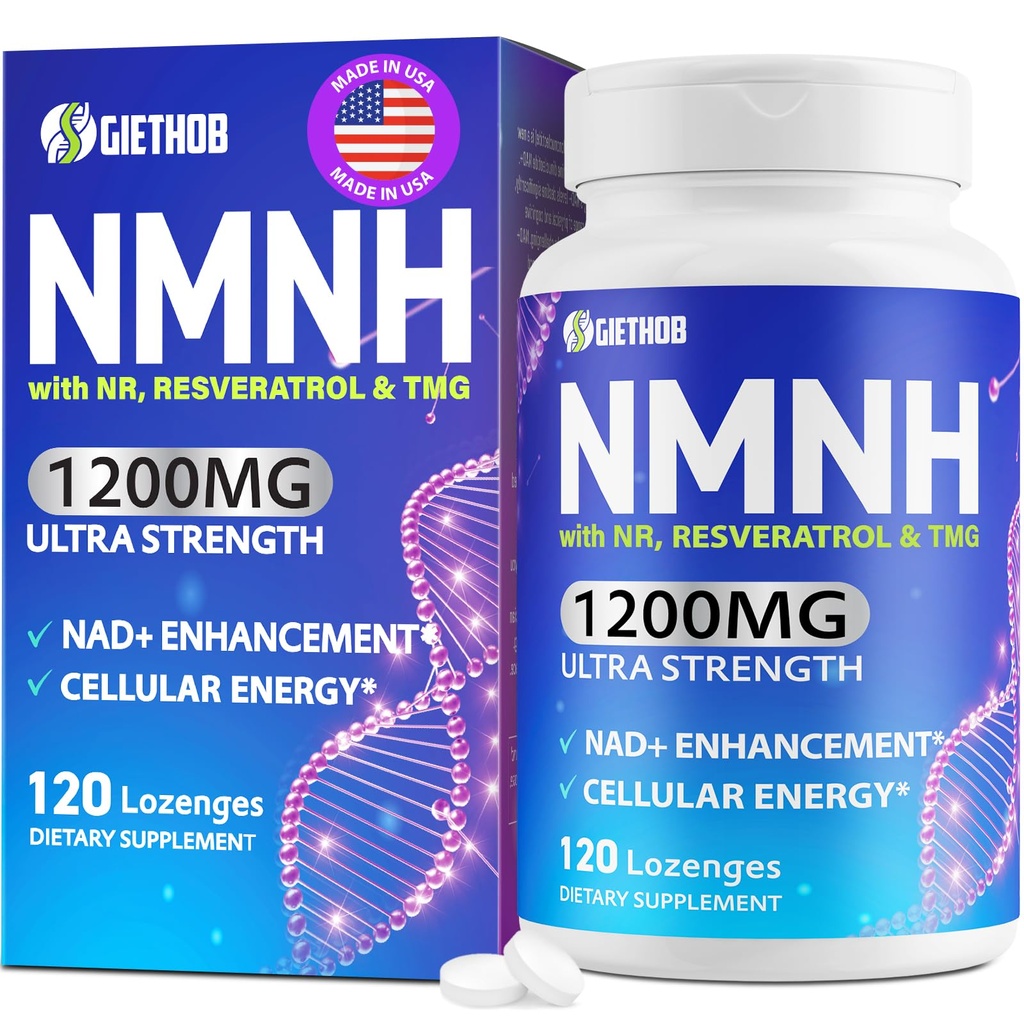 Sublingual NMNH (Dihydronicotinamide Mononucleotide), NMN Supplement Alternative, NAD+ Levels as We Age, Anti-Aging, Energy, NAD Resveratrol Supplement with w/NR, Resveratrol & TMG 120 Count