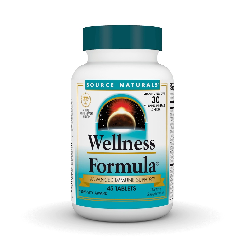 Bron Naturals Wellness Formula Bio-uitgelijnde vitamines & Herbal Defense - Immuunsysteem Ondersteuning Supplement & Immunity Booster - 45 tabletten