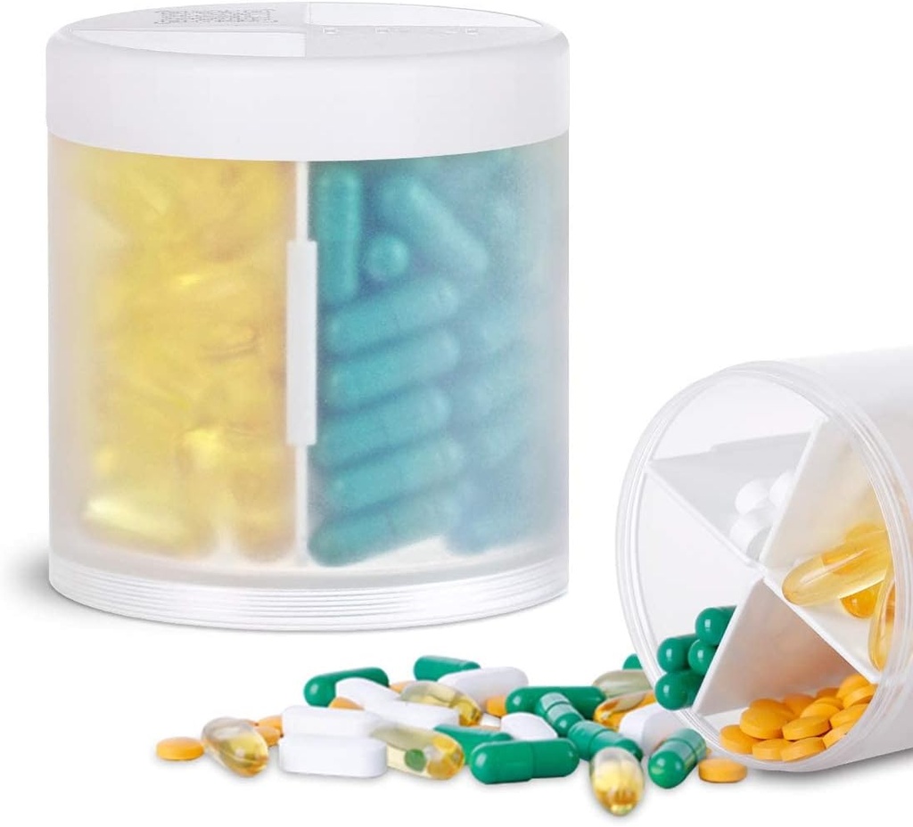 Extra grote Supplement Organisator met 4 Compartments Gemakkelijk Open Pill Dispenser Maandelijkse Geneeskunde Vitaminen Organisators Opslag Pillenflessen,Transparant
