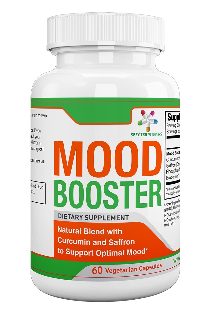 Spectra Vitaminen - Mood Booster 60 Caps - Mood Enhancer Capsules Ondersteunt Optimale Mood, Stress Relief, Focus, voor mannen / vrouwen