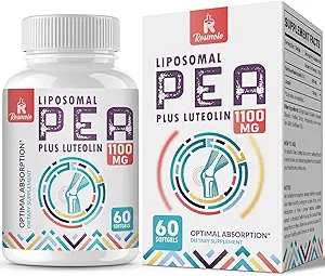 Liposomale Palmitoylethanolamide 1000 mg + Luteoline 100 mg, Micronized Pea 99% Zeer gezuiverd - Verbeterde absorptie en biologische beschikbaarheid, 240 Softgels
