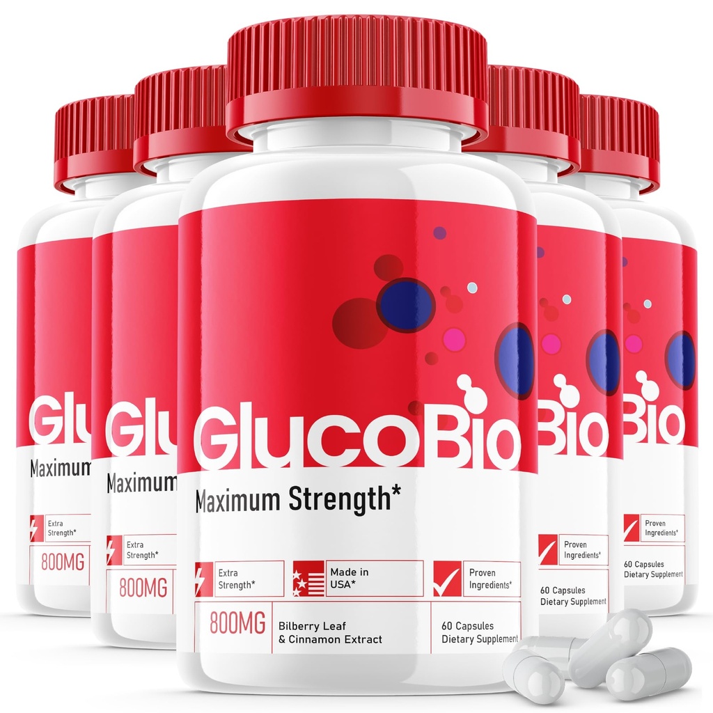 (5 Pack) Glucobio Capsules - Official Formula - Gluco Bio Support Supplement Vitamin, Glucobio Health Wellness Capsules Maximum Strength, Glucobio, Gluco Bio Pills Advanced Support (300 Capsules)
