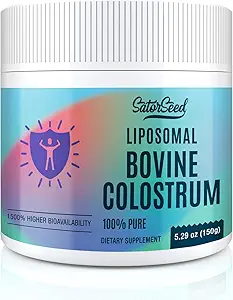 Liposomal Bovine Colostrum Powder Supplement 100% Pure Colostrum, 1500% Higher Bioavailability for Immune and Gut Health (60 Servings)