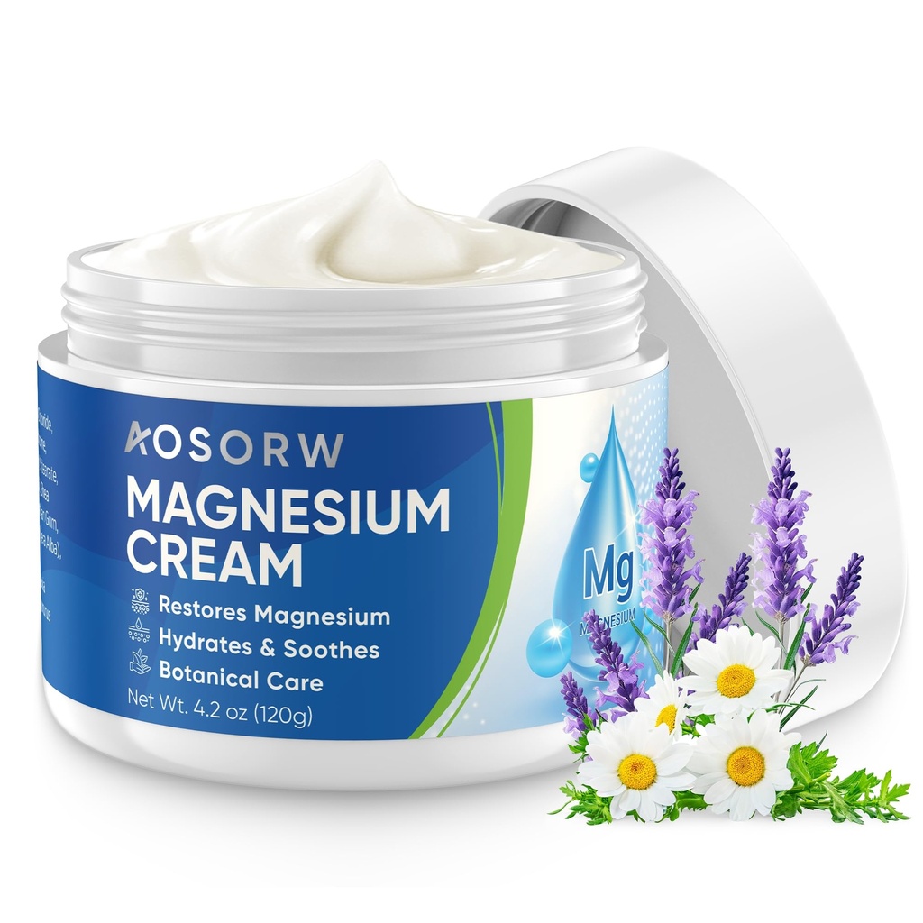 AOSORW Topical Magnesium Cream for Sleep – Soothing Magnesium Lotion for Legs, Feet, and Body – Infused with Natural Herbal Extracts (4.2oz / 120g (Pack of 1))