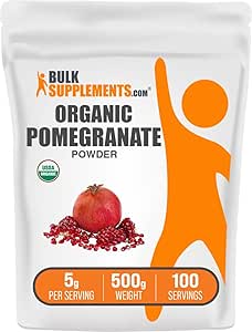 BulkSupplements.com Biologische Granaatappelpoeder - Granaatappelsupplement voor Immune Support, Kruidensupplement - Glutenvrij, 5g per portie, 500g (1.1 lbs) (verpakking van 1)