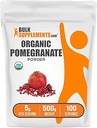 BulkSupplements.com Biologische Granaatappelpoeder - Granaatappelsupplement voor Immune Support, Kruidensupplement - Glutenvrij, 5g per portie, 500g (1.1 lbs) (verpakking van 1)