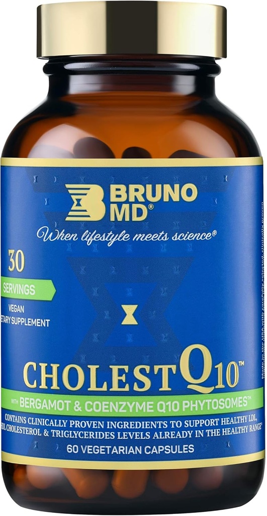 CholesterolQ10 supplement, ondersteunt HDL Cholesterol & triglyceride niveaus al binnen het normale bereik, met Curcumine, klinisch bewezen ingrediënten, natuurlijke Cynara Cardunculus, 60 capsules
