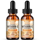2 Packs Liposomal Vitamin C 2000mg Liquid Drops, 11-in-1 High Absorption VC Complex with Rose Hips, Echinacea, Citrus Bioflavonoids, Zinc, Vitamin D3 & Collagen, Suppost Antioxidant & Immunity,4 Fl Oz