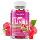 Liposomal Vitamin C 1000mg Gummies for Adults Kids, 1500mg Chewable Vitamin C w/Iron, Zinc & Elderberry - Immune Support & Energy, Collagen Booster, Raspberry, 60 Count