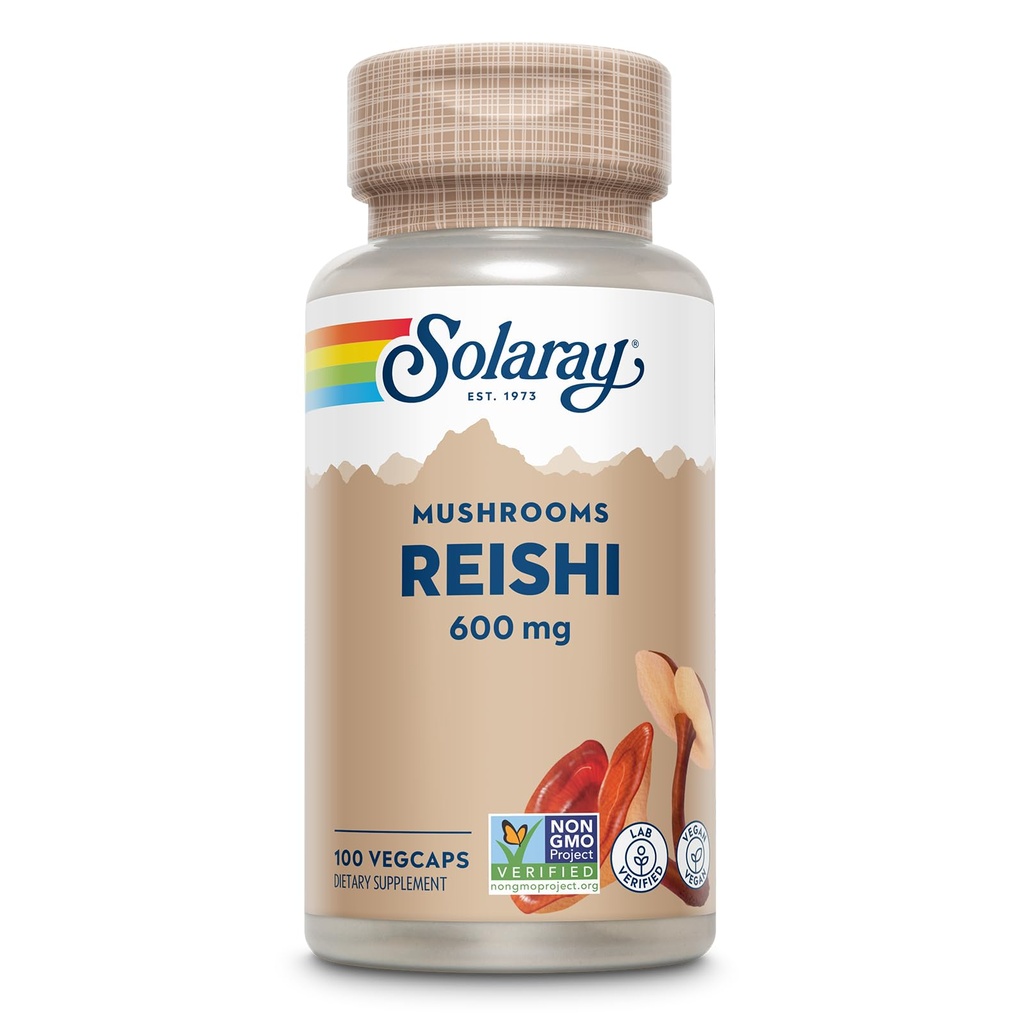SOLARAY Reishi Mushroom 600mg - Reishi Mushroom Capsules for Immune Support - Vegan, Lab Geverifieerd - 60 dagen geld-terug garantie - 100 porties, 100 VegCaps