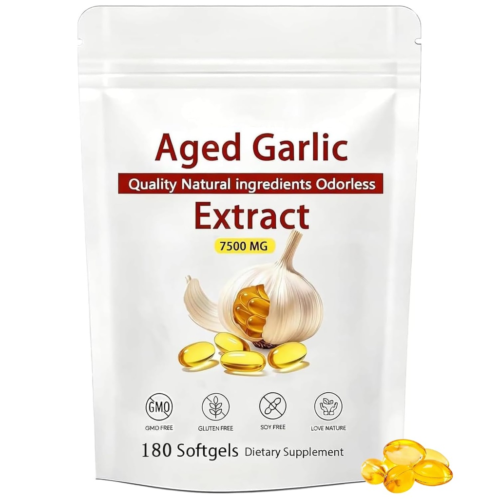 Louma Everlywell Aged Garlic Extract Softgels - 7500mg Odorless, Lumine Aged Garlic Extract, Non-GMO - 180 Softgels