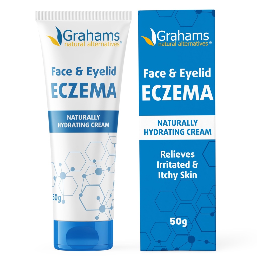 Grahams Natural Face & Eyelid Eczema Cream - Treatment for Eczema, Dermatitis, Itch Relief, Redness, Inflammation & Very Dry Skin - with Colloidal Oatmeal - Hypoallergenic & Steroid-Free (1 x 50g)