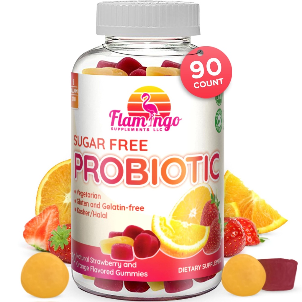 Probiotic Gummies Sugar Free- 3 Miljard CFU Reduce Gas, Bloating - Probiotics for Women, Kids and Mens Probiotic- Bacillus Coagulans- Natural, Vegan, Vegetarian, Kosher, Halal Probiotica