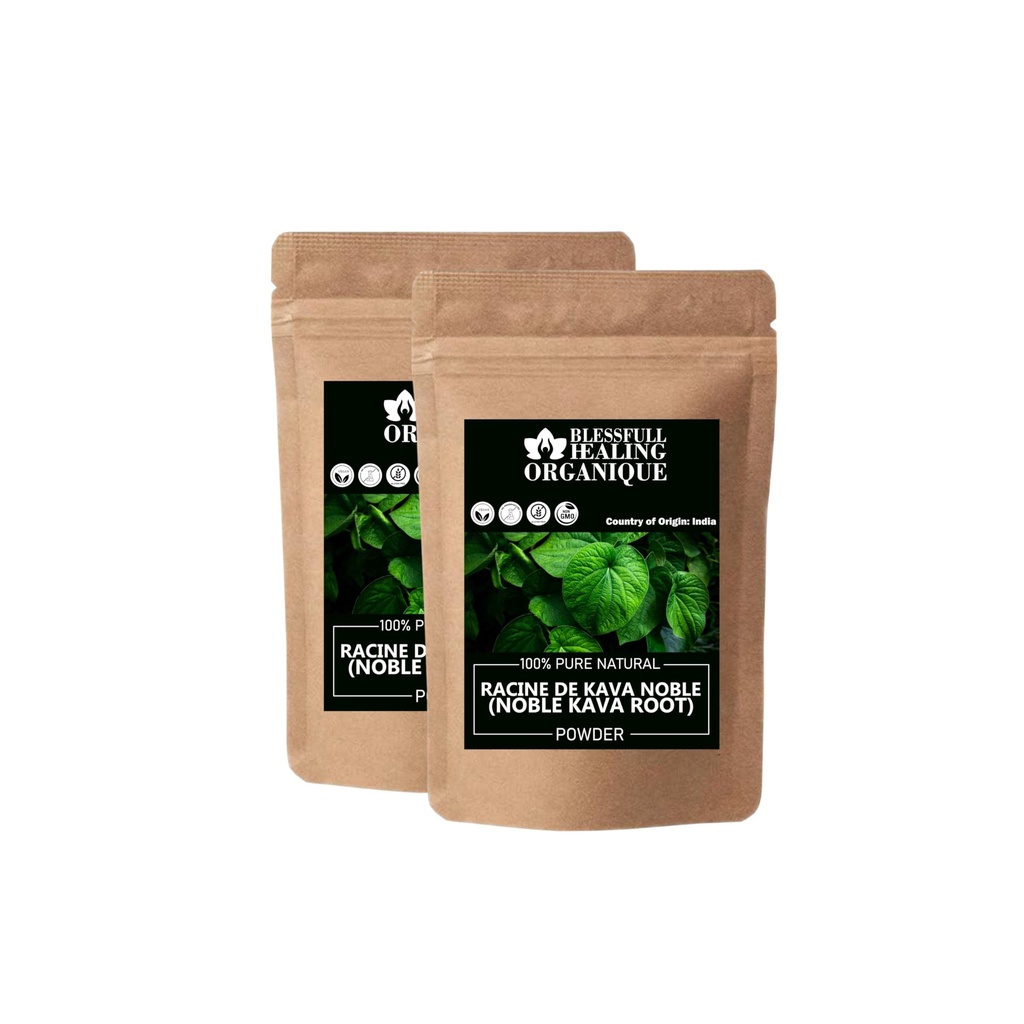 Blessfull Healing Organic Noble Kava Root Powder 100% Pure Natural 100 Gram (3.52 oz) Each (Pack of 2) = 200 Grams, Vegan