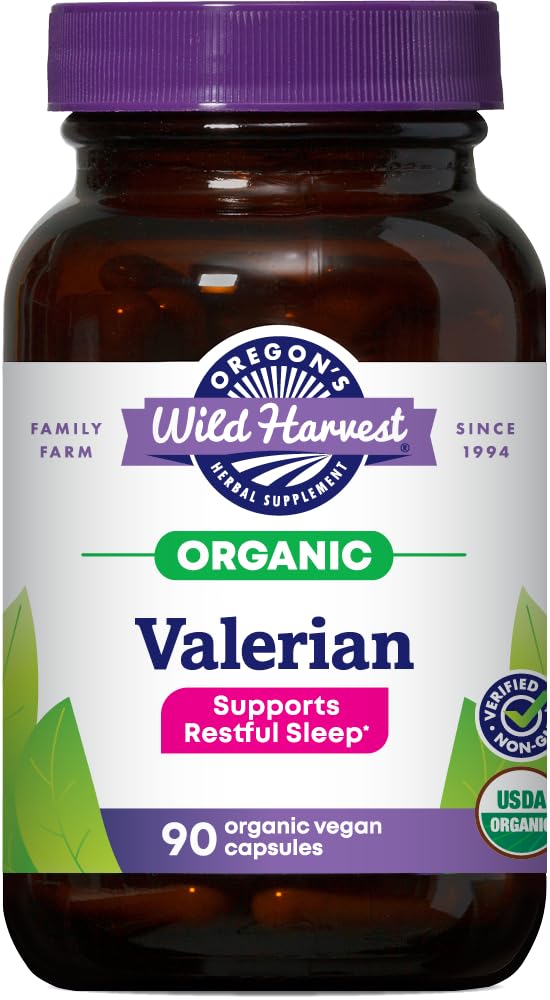 Oregon's Wild Harvest, Certified Organic Valeriaan, Herbal Aid, 900 mg, 90 Tellen