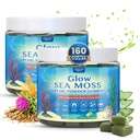 2 Pack Sea Moss Glow Gummies Hair Loss Skin & Nails with Irish Seamoss Pearl Powder Vitamin C E Milk Thistle Taurine Aloe Vera FOS Superfood for Immune Intestinal Thyroid Detox Adults& Kids 160 Count