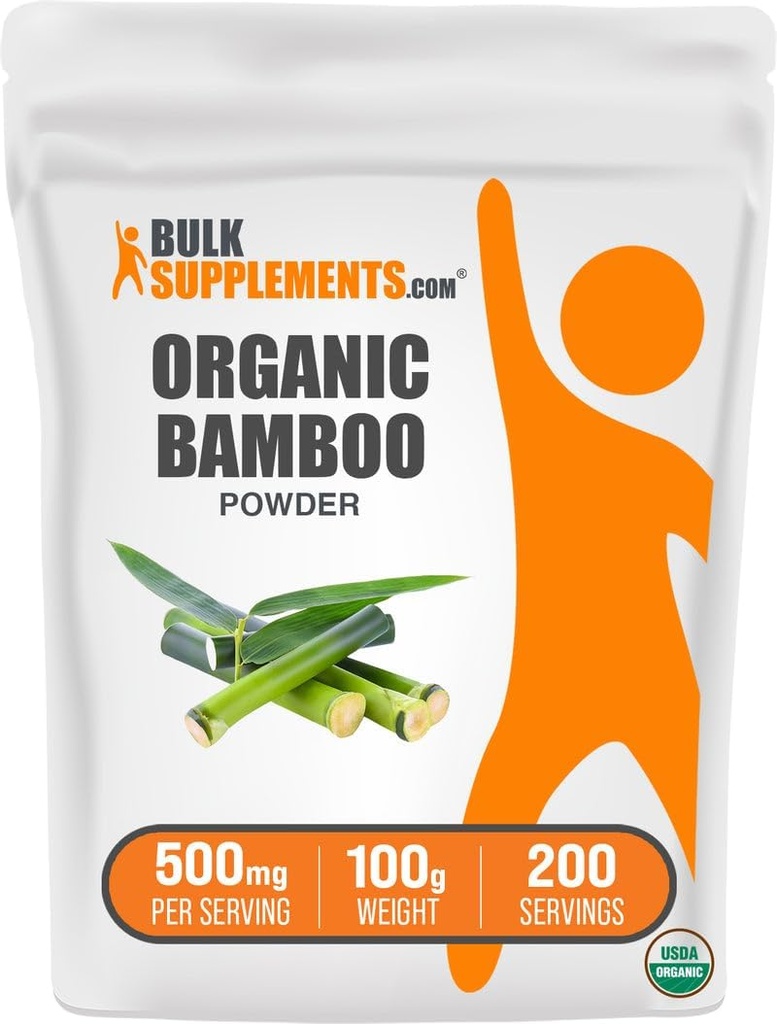 BulkSupplements.com Biologische Bamboe Poeder - Silica Supplementen, Bamboe Supplement, Glutenvrij - 500mg per portie, 100g (3,5 oz) (pakket van 1)
