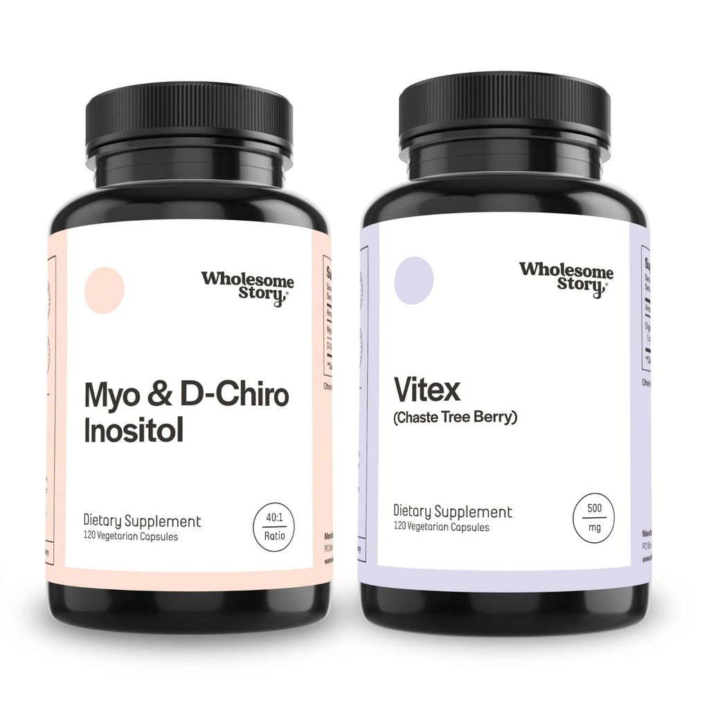 Myo & D Chiro Inositol + Vitex | Myo-Inositol & D-Chiro Inositol & Organic Vitex Chasteberry Bundle Supplement | Hormone Balance & Fertility Support | Inositol 30 Servings | Vitex 120 Servings