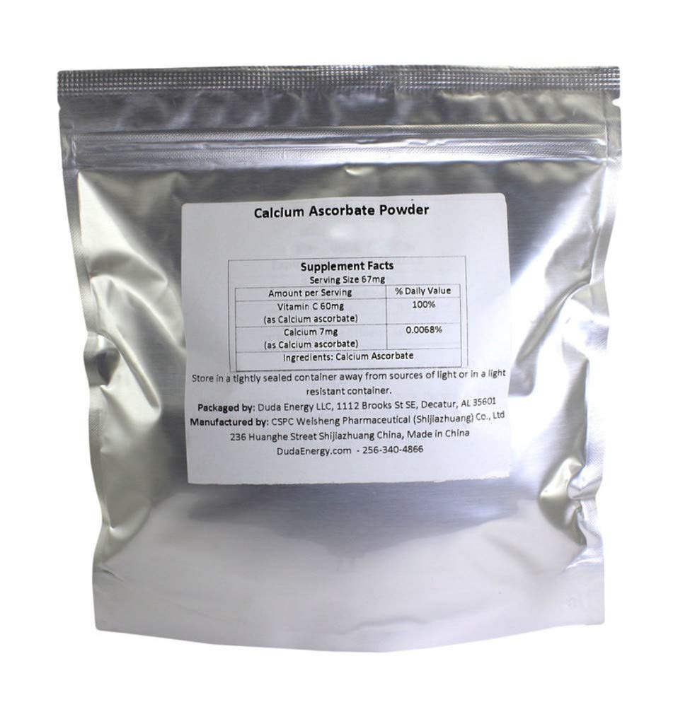 Calcium Ascorbate Powder, 8 oz Bag Food Grade FCC USP BIoActive Non-GMO Vitamin C Contains Ascorbic Acid