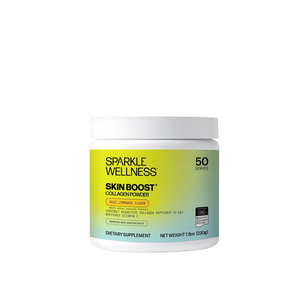 Sparkle Wellness VERISOL Bioactive Hydrolyzed Collagen Peptides & Vitamin C | Collagen Powder Supplement for Hair, Skin, and Nail Health | Skin Boost (Acai Lemonade) [50-Serves]