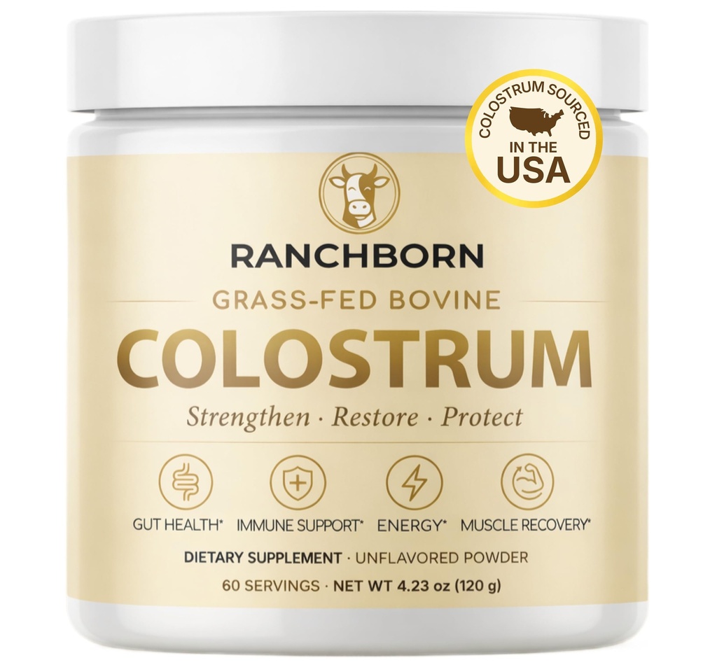 Colostrum Powder - Grass-Fed Bovine Colostrum Supplement for Gut Health, Immune Support, Energy & Muscle Recovery - Unflavored - 60 Servings - Colostrum Sourced in the USA