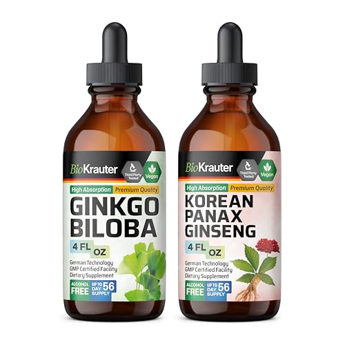 BIO KRAUTER Ginkgo Biloba Tinctuur 4 Fl. Oz. & Ginseng Tinctuur 4 Fl. Oz.