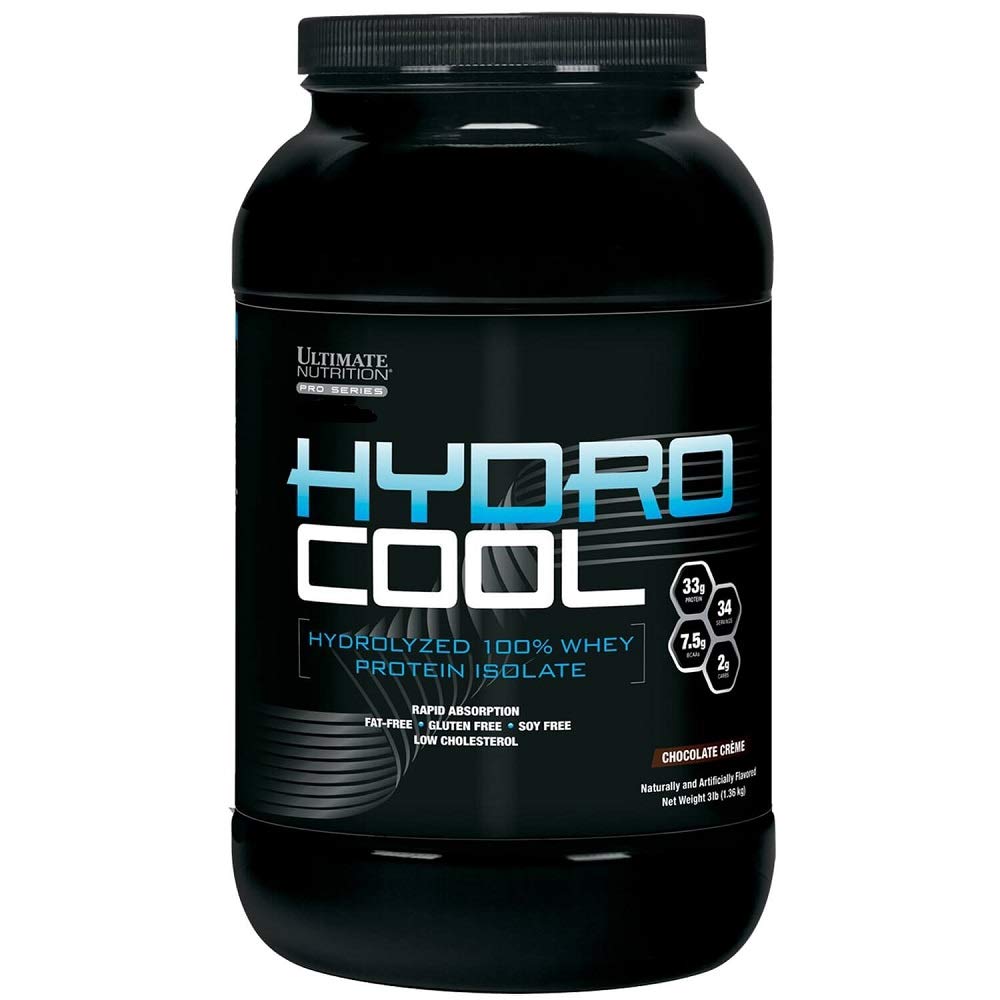 Ultimate Nutrition HydroCool Hydrolyzed Whey Protein Isolate Powder with No Bloating - Fat and Gluten Free, Rapid Absorption, 33 Grams of Protein, Strawberry, 3 Pounds