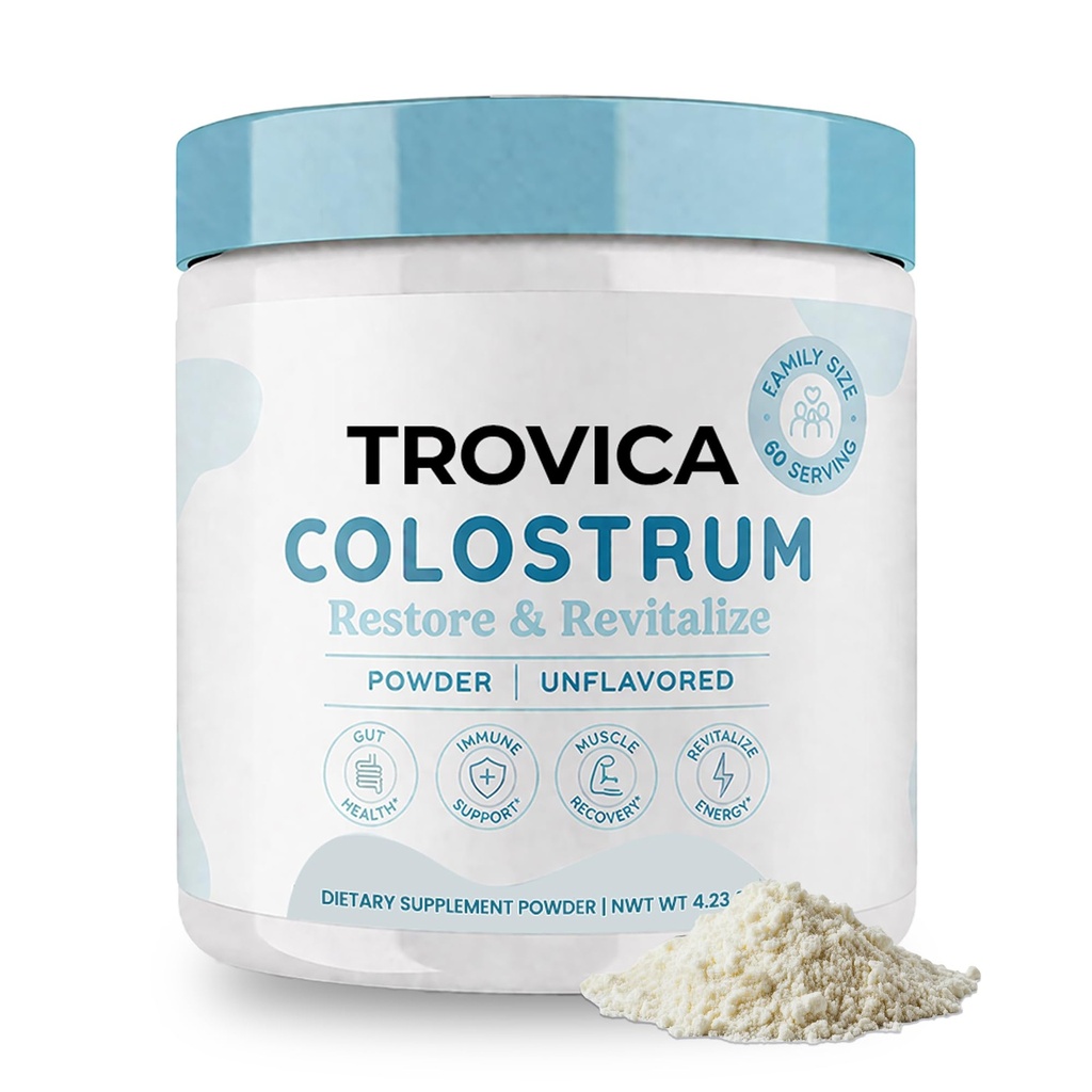 Colostrum Powder | Unflavored | Gut Health & Bloating | Skin & Hair | Immunity | Keto, Gluten & Fat-Free |Natural IgG Whole Bovine Colostrum | Muscle Recovery | 60 Servings