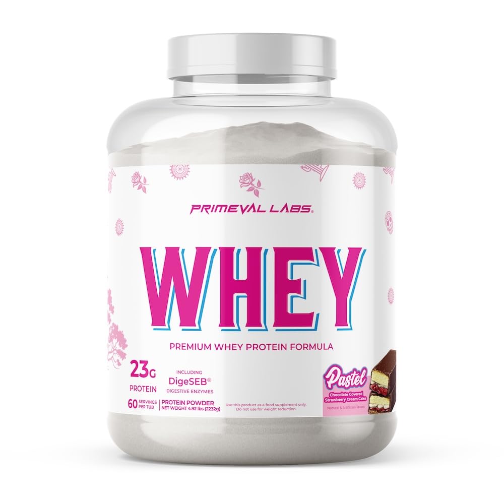 Primeval Labs Pure Whey Protein Concentrate | Muscle Growth & Recovery | Easy to Mix Formula | Pastel | 60 Servings