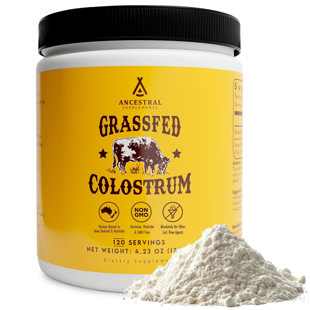 Ancestral Supplements Bovine Colostrum Powder - Grass Fed, Freeze Dried, Immune Support and Gut Health, 120 Servings