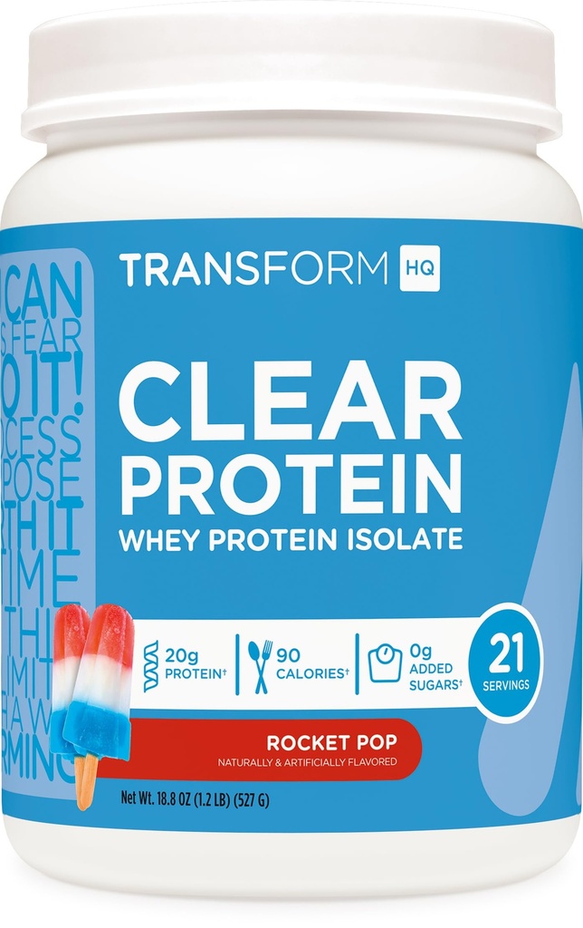 TransformHQ Clear Whey Protein Isolate (WPI) (Rocket Pop Flavored) 21 Servings - 20 Grams Protein Per Serving