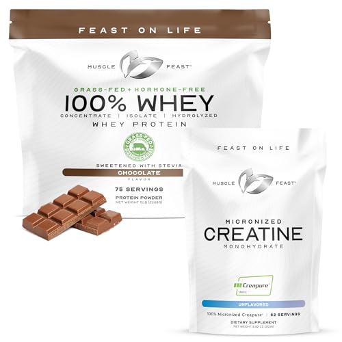 Muscle Feast Bundle – Whey Protein Blend (Chocolate, 5lb) + Creapure Micronized Creatine Monohydrate (Unflavored, 250g) – 1 Unit Each