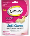 Caltrate 600+D3, Calcium en Vitamine D3 Supplement Zachte Kauwen, 600mg (Vanilla Crème smaak, 60 Tel)