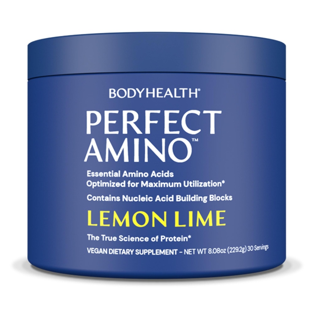 BodyHealth PerfectAmino Powder - BCAA en EAA Powder for Pre and Post Workout - Amino Acid Energy Drink voor mannen en vrouwen om Lean Muscle and Recovery te ondersteunen - Lemon Lime - 30 Servings