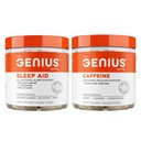 Genius Sleep AID - Smart Sleeping Pills Supplement + Genius Caffeine Pills (Day and Night Bundle)
