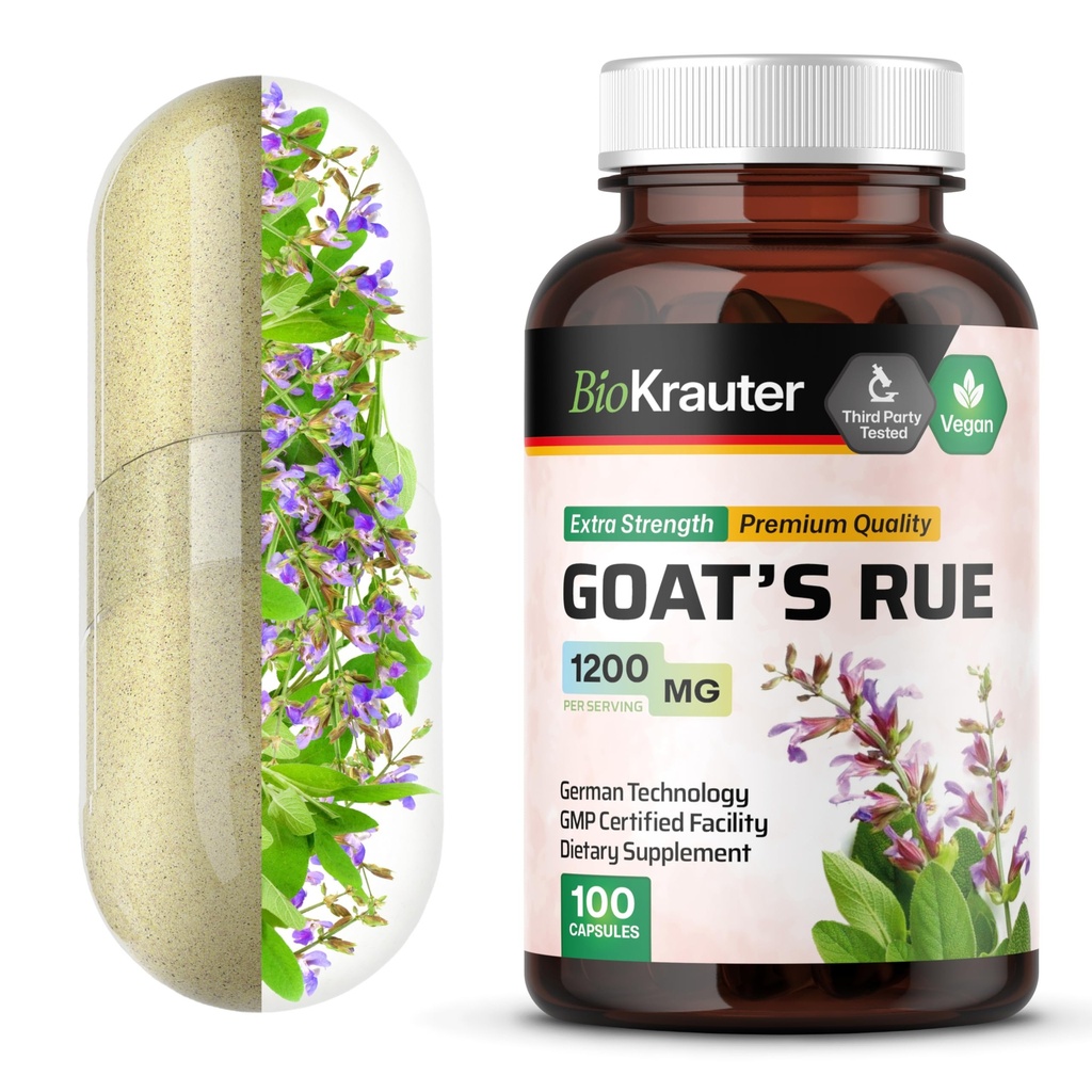 BIO KRAUTER® Goats Rue for Breastfeeding - Pure Vegan Lactation Supplement - Goat’s Rue 100 Capsules 1200 mg per Serving - Natural Supplements for Women - No Fillers, Non-GMO, 25-Day Supply