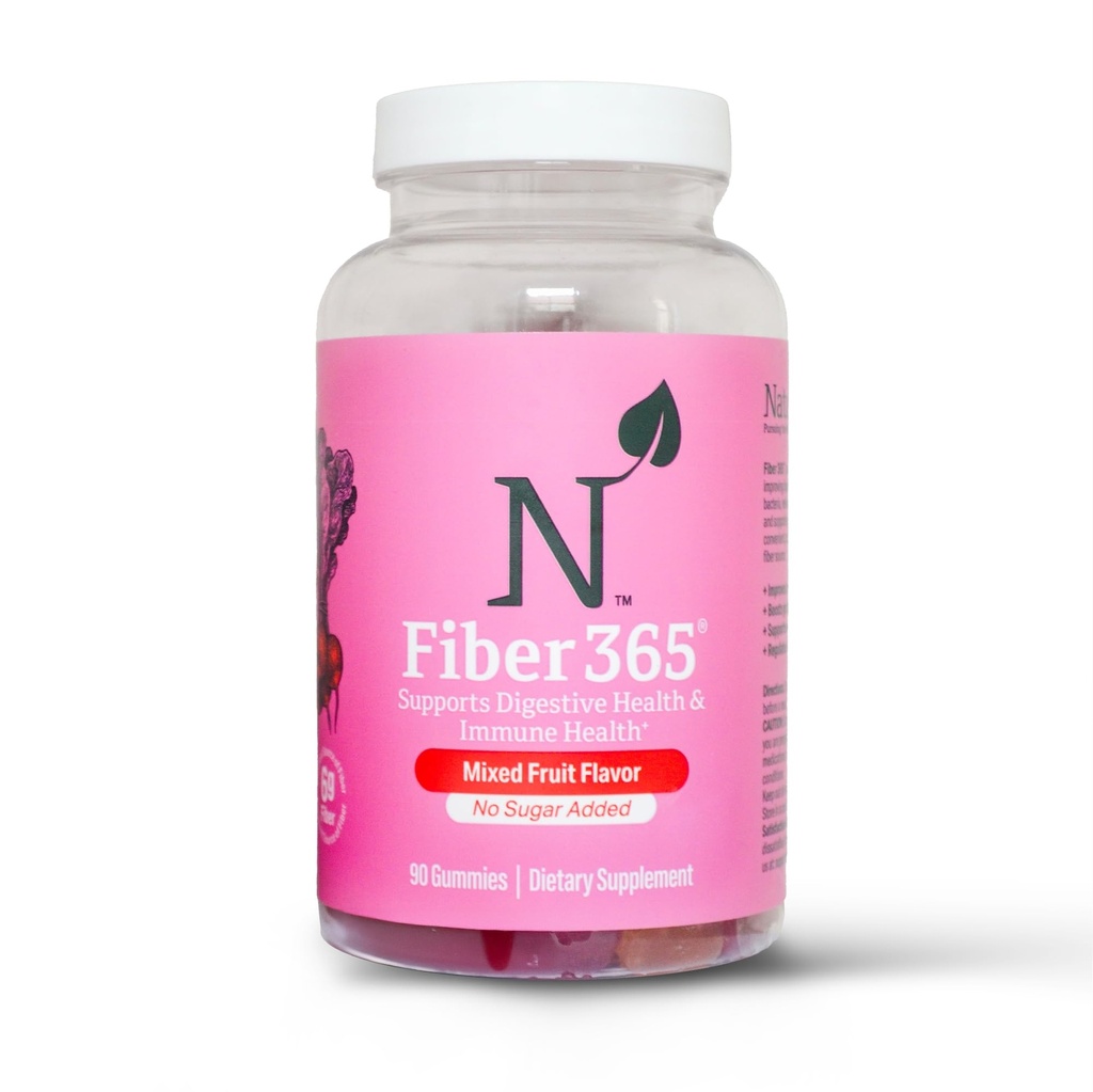 Fiber 365 Gummies Fiber Gummies for Adults | Digestive & Immune Support, Prebiotic Fiber Supplement from Beets | Supports Gut Health | No Sugar Added, Mixed Fruit Flavor | 30 Servings