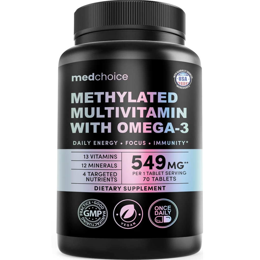 29-in-1 Methylated Multivitamin for Men & Women With Omega 3, Active B12, 5-MTHF Folate, Plus Vitamins & Minerals ⎯ Energy, Clarity, & Wellness Support Multivitamin for Men & Women, 70 Tablets