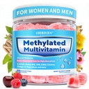 Methylated Multivitamin for Men and Women Gummies with Omega-3, D3 K2, Calcium, Methylfolate & B12, TMG, Mens & Womens Multivitamin Daily Vitamin A, C, E, B, Magnesium, CoQ10 for Daily Support, Vegan