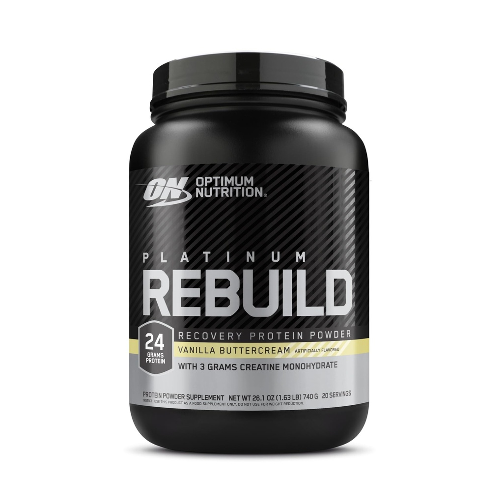 Optimale voeding Platinum Rebuild, Premium Platinum Blend Proteïnepoeder met Creatine, Vanille Buttercream, 20 porties