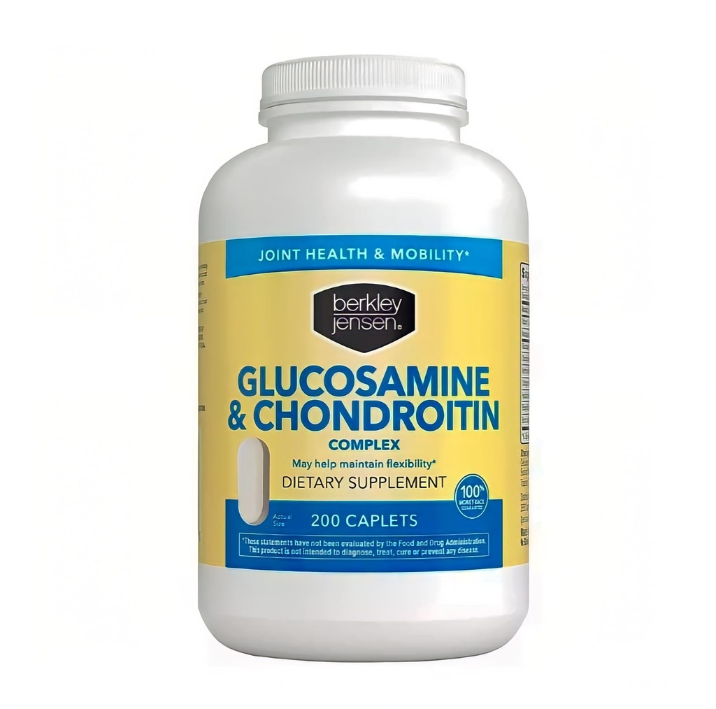 Berkley Jensen Glucosamine Chondroitin MSM Boswellia Complex - Triple Strength Advanced Dietary Supplement voor gewrichten, ligamenten, Tendons, Bones, Connective Tissue Support, 200 Caplets (pakket van 1)