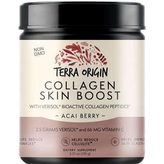 TERRA ORIGIN Collagen Hydrolyzed Peptide Powder | Supports Healthy Skin, Hair, and Nails | with Verisol and Vitamin C for Women and Men | Acai Berry
