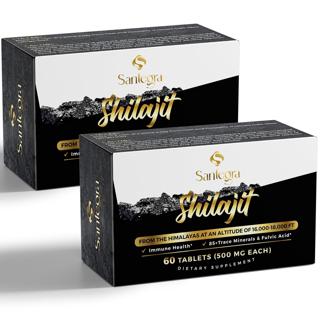 30.000 MG Shilajit tabletten, 100% Shilajit pure tabletten voor vrouwen en mannen, Himalaya biologisch, Fulvinezuur & 85+ sporenmineralen, harssupplement voor energie en immuunsysteem, 120 tellen