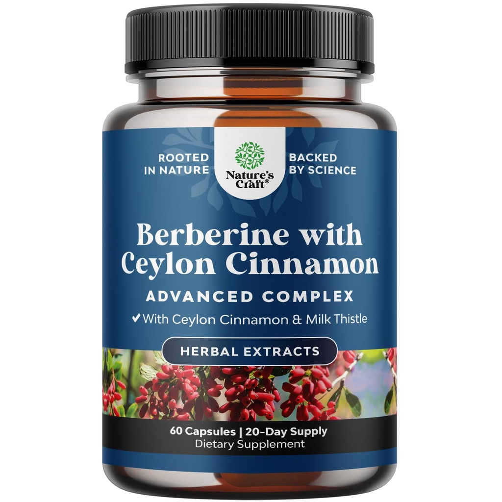 Balancing Berberine Plus 1200mg Per Serving Complex - Antioxidant Berberine met Ceylon Cinnamon Capsules Plus Silymarin Milk Thistle Extract - Actieve PK voor Hartgezondheid en Suiker Ondersteuning 60 Capsules