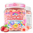 Kids Multivitamin Gummies + Calcium, Probiotics, Vitamin D3, C, Methylated B12 & Methylfolate, B6, A, K2, E, Zinc, Prebiotics for Children Ages 4+, Clean & Sugar Free, for Nutritional Support, 60 Cts