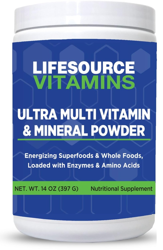 LifeSource Vitaminen Ultra Multi Vitamine & Mineraal Poeder - Geheel op basis van voedsel - 30 dagen levering
