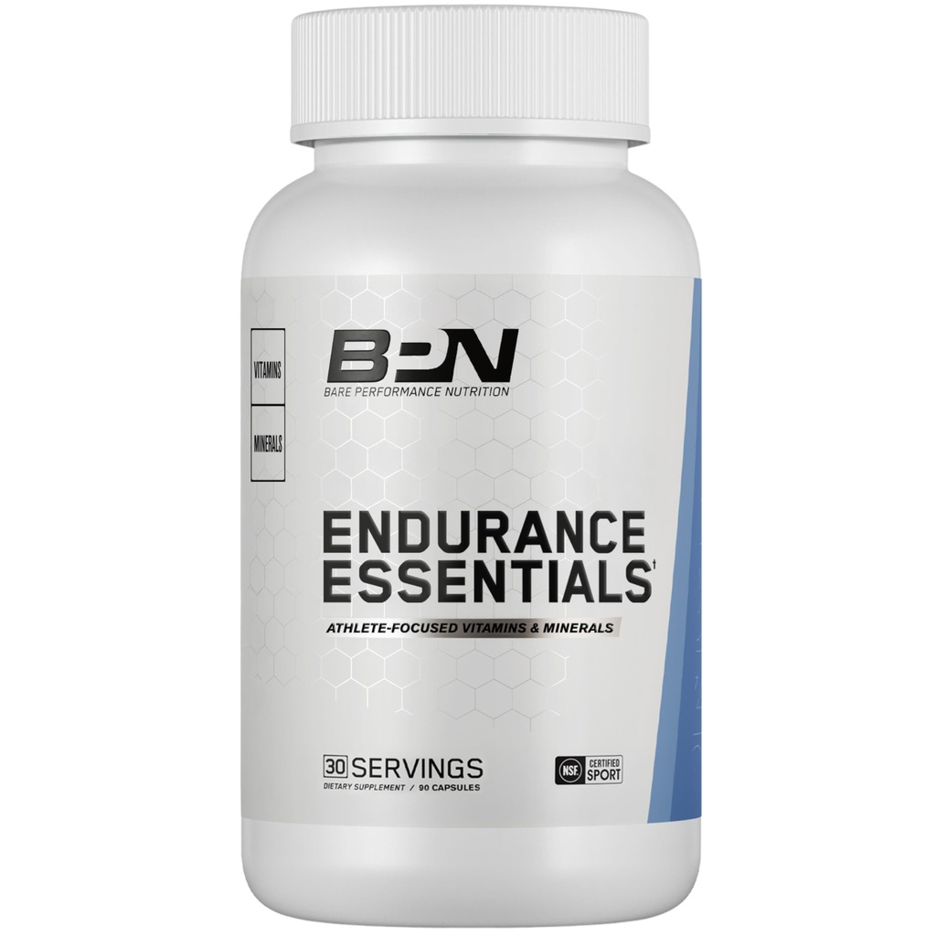 BARE PERFORMANCE NUTRITION Endurance Essentials | Endurance Athlete Daily Multivitamin | NSF Certified for Sport | Supports Energy, Muscle Function, Immune & Bone Health | 30 Capsules