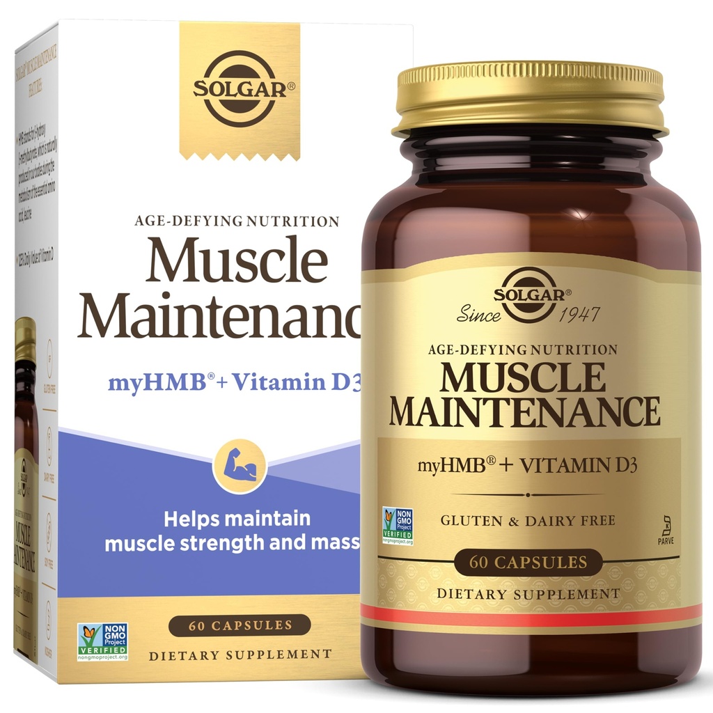 Solgar Muscle Maintenance Vitamin and Mineral Supplement, Support Muscle Mass with HMB and Vitamin D Supplement, Age-Defying Nutrition for Men and Women, Gluten Free, 20 Servings